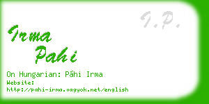 irma pahi business card